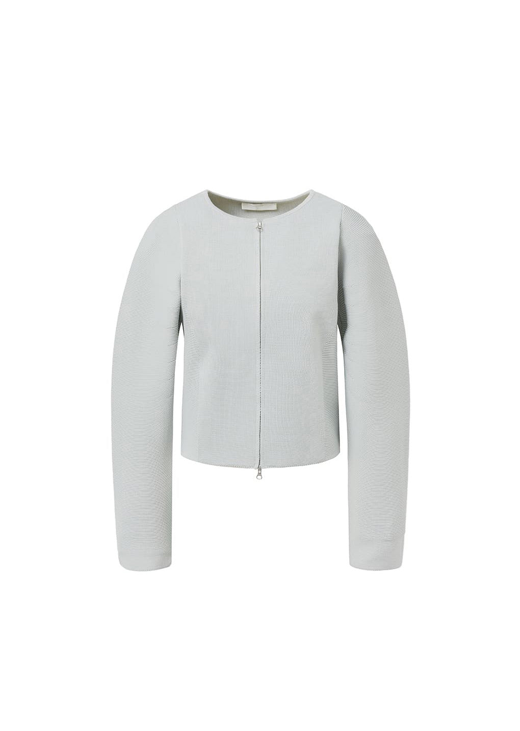 rounded zip-up cardigan, grey