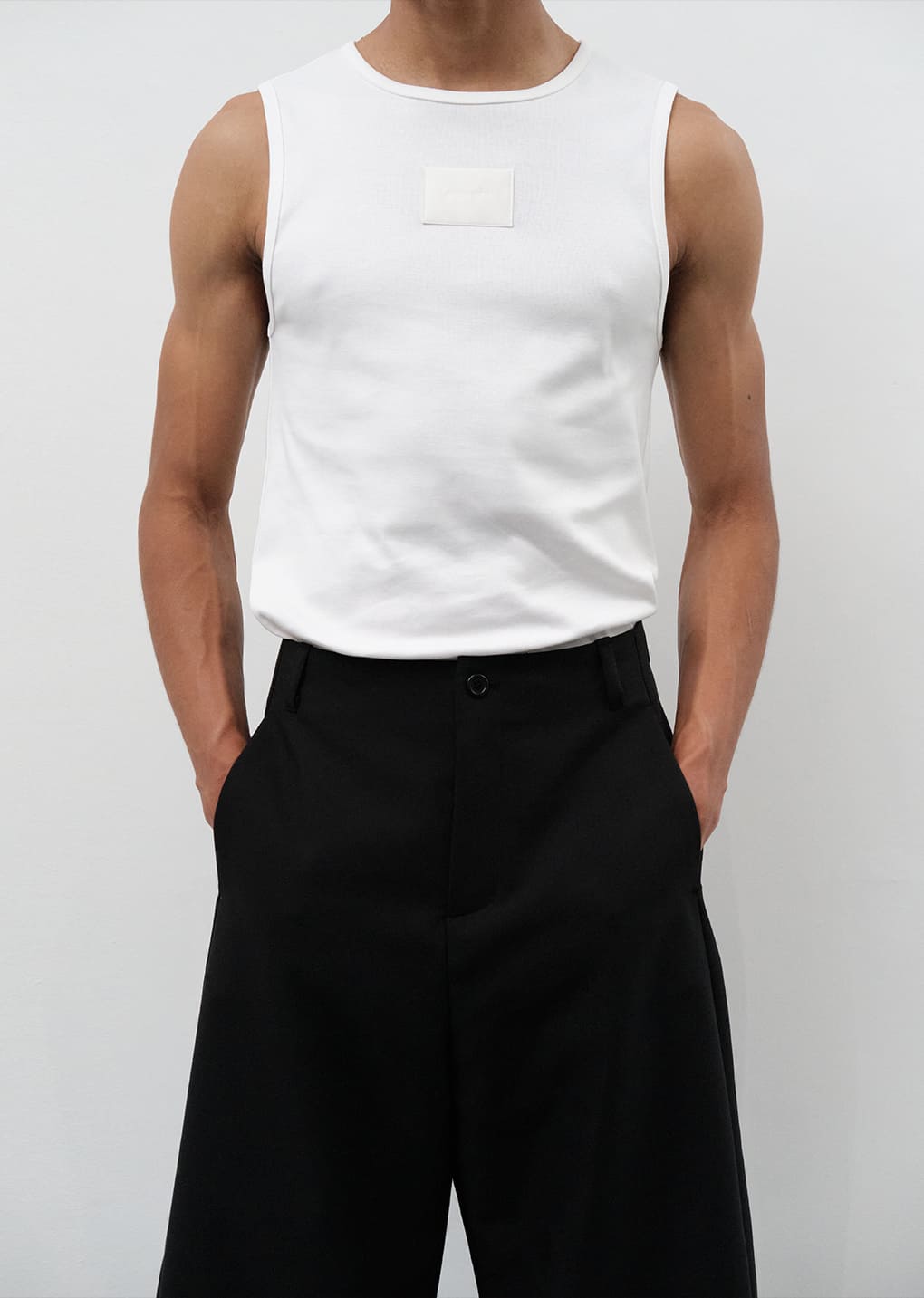 round neck sleeveless top, white hover