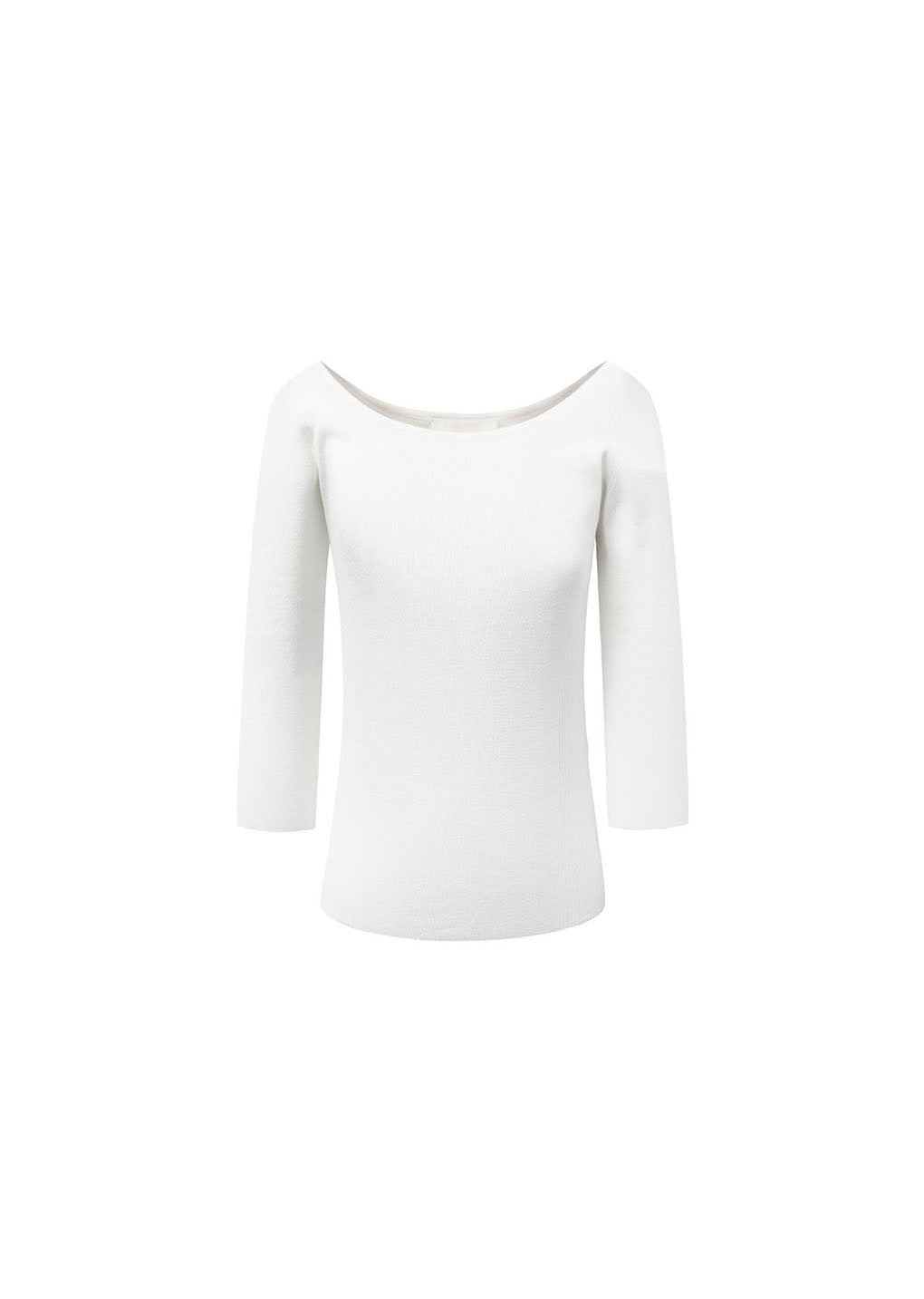 scoop neck knit top, white