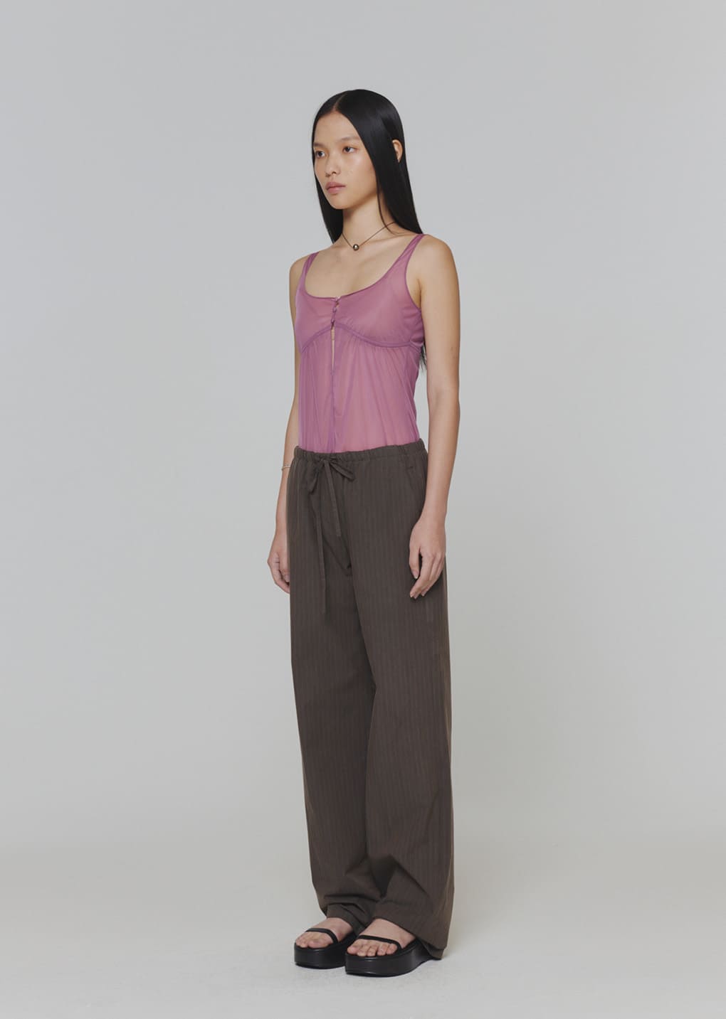 sheer bra top, pink