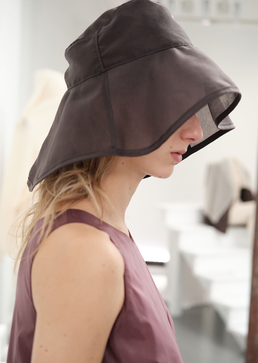 sheer bucket hat, charcoal