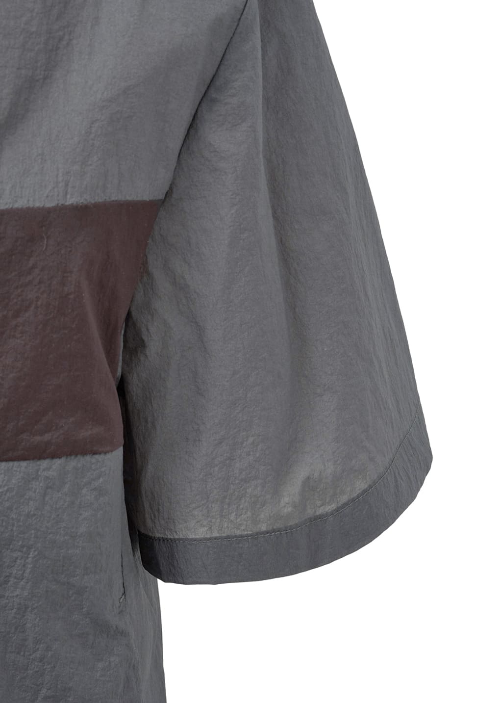 sheer color block top, dark grey