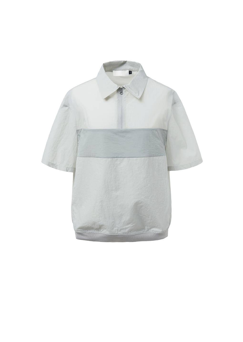 sheer color block top, light grey
