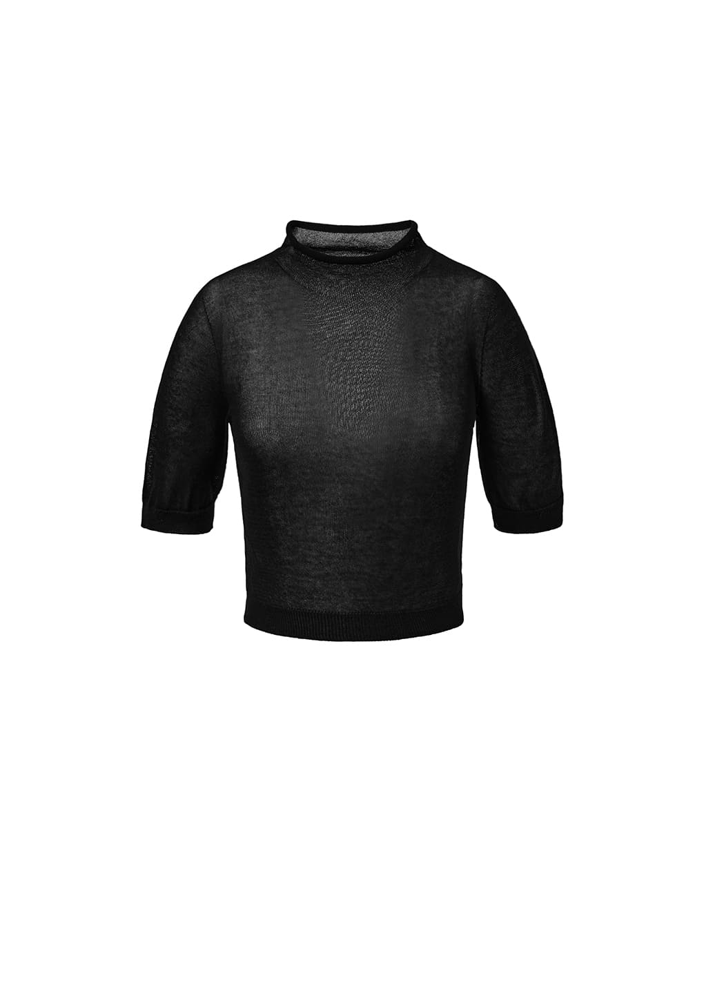 sheer cropped knit, black