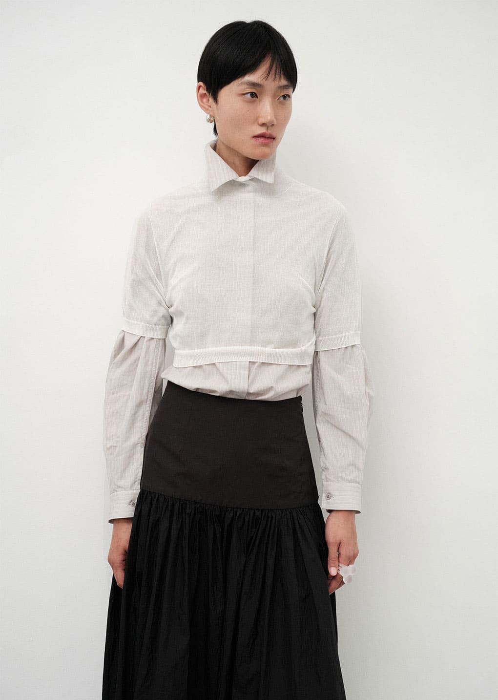 sheer cropped knit, white