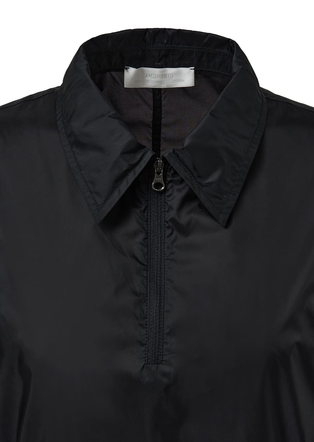 sheer half zip-up top, black