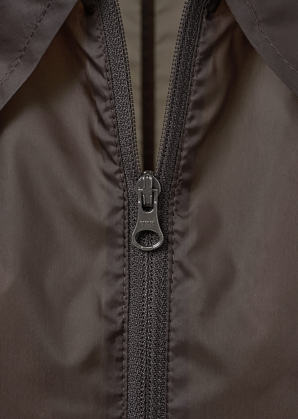 sheer half zip-up top, brown