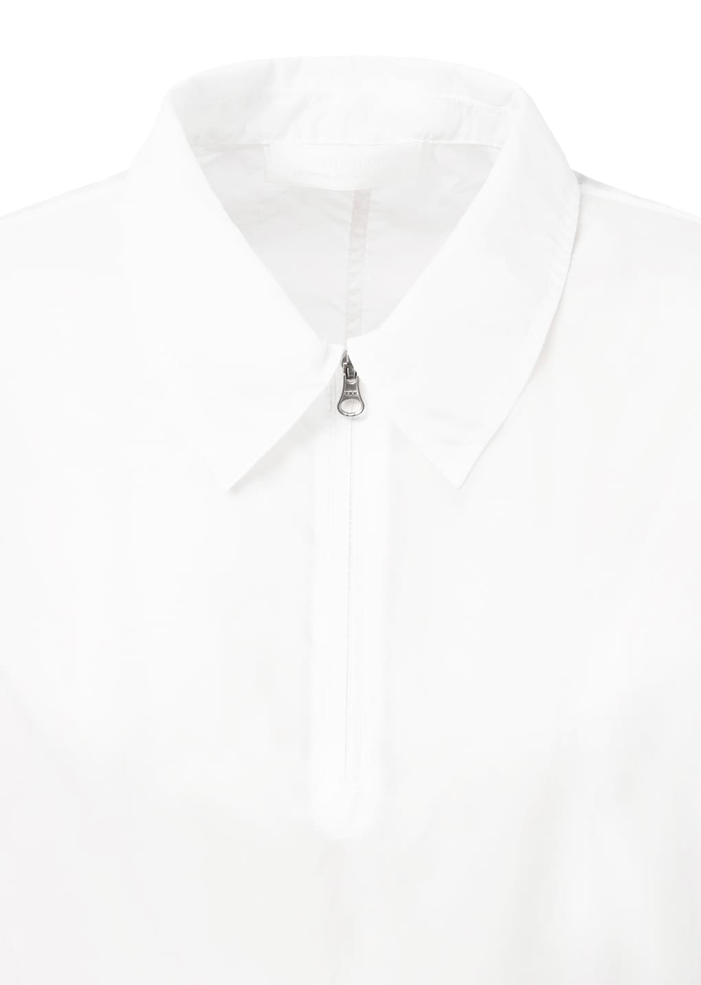 sheer half zip-up top, white