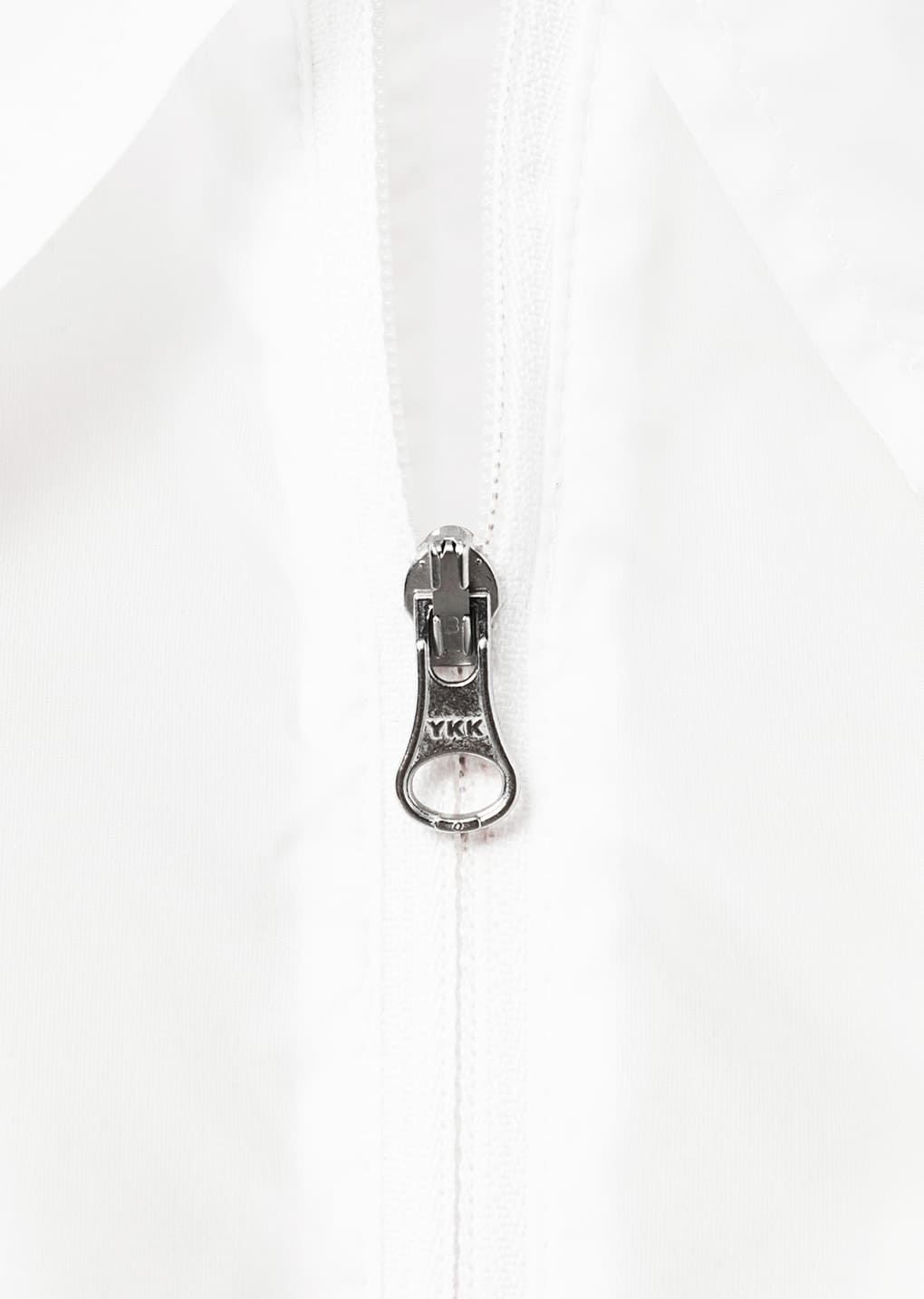 sheer half zip-up top, white