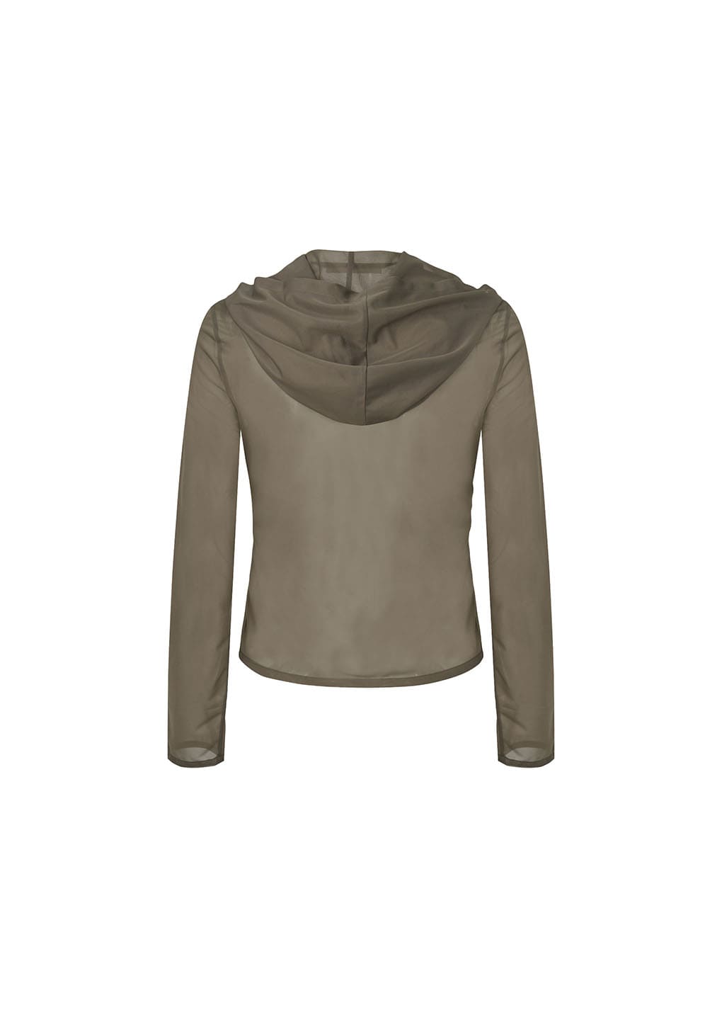 sheer hooded zip up jumper, brown hover