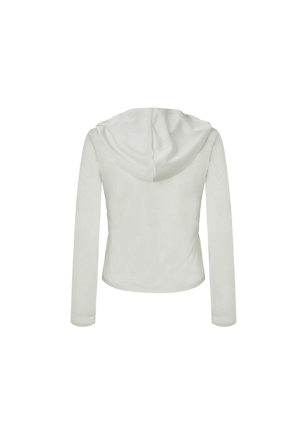 sheer hooded zip up jumper, light beige hover