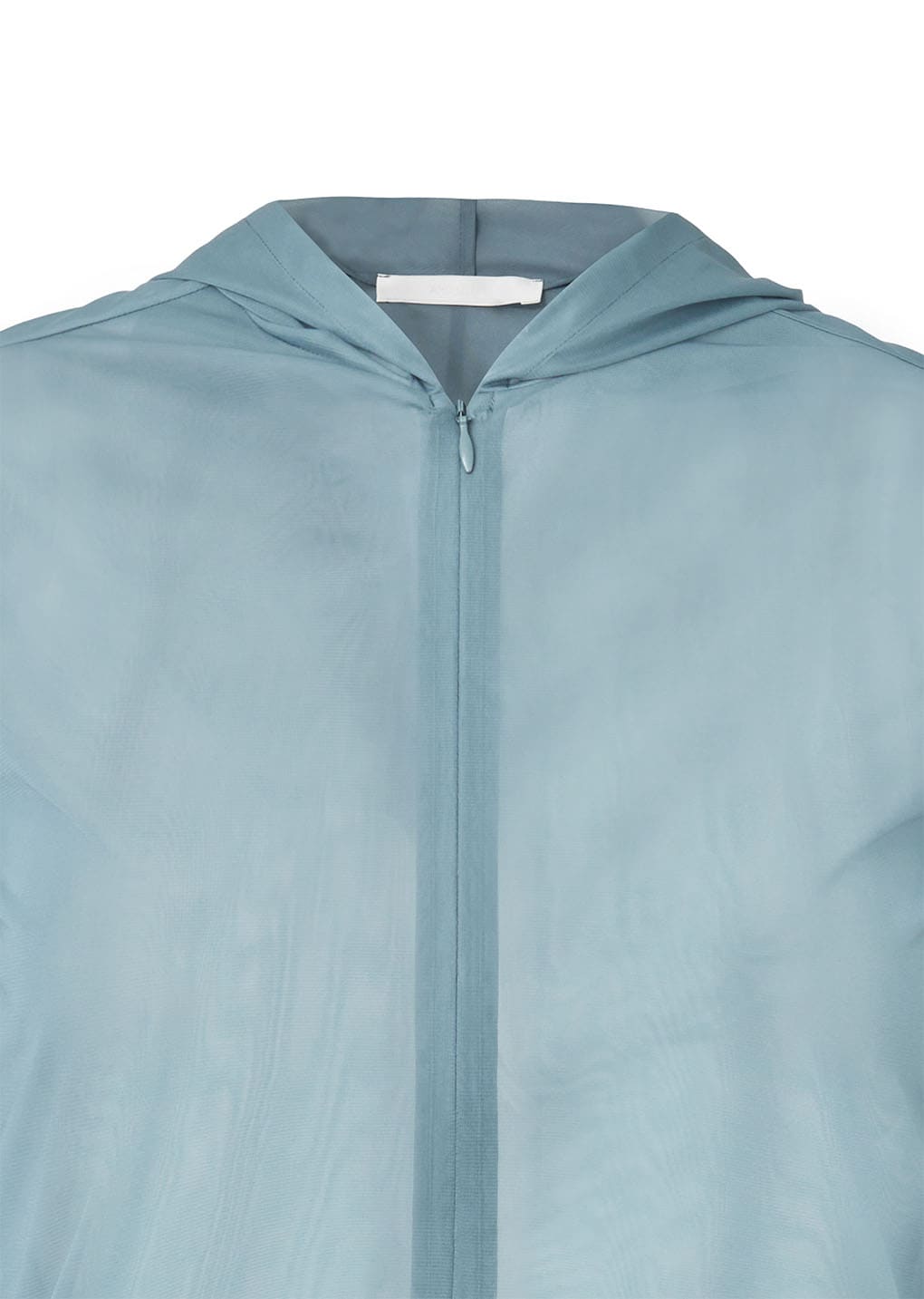 sheer hooded zip up jumper, mint