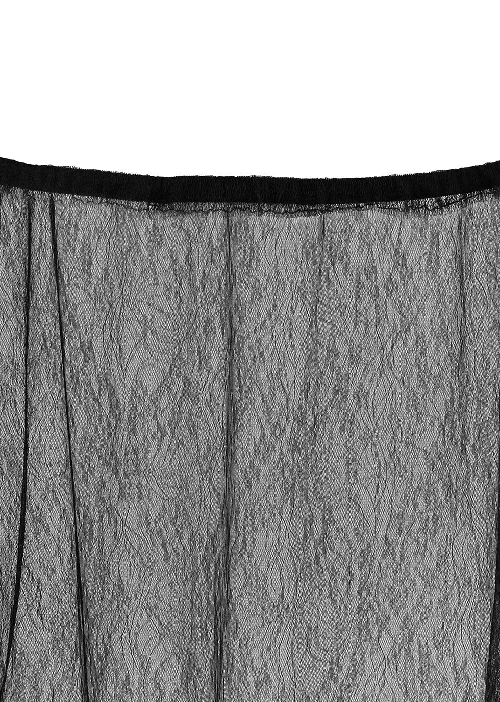 sheer lace long skirt, black