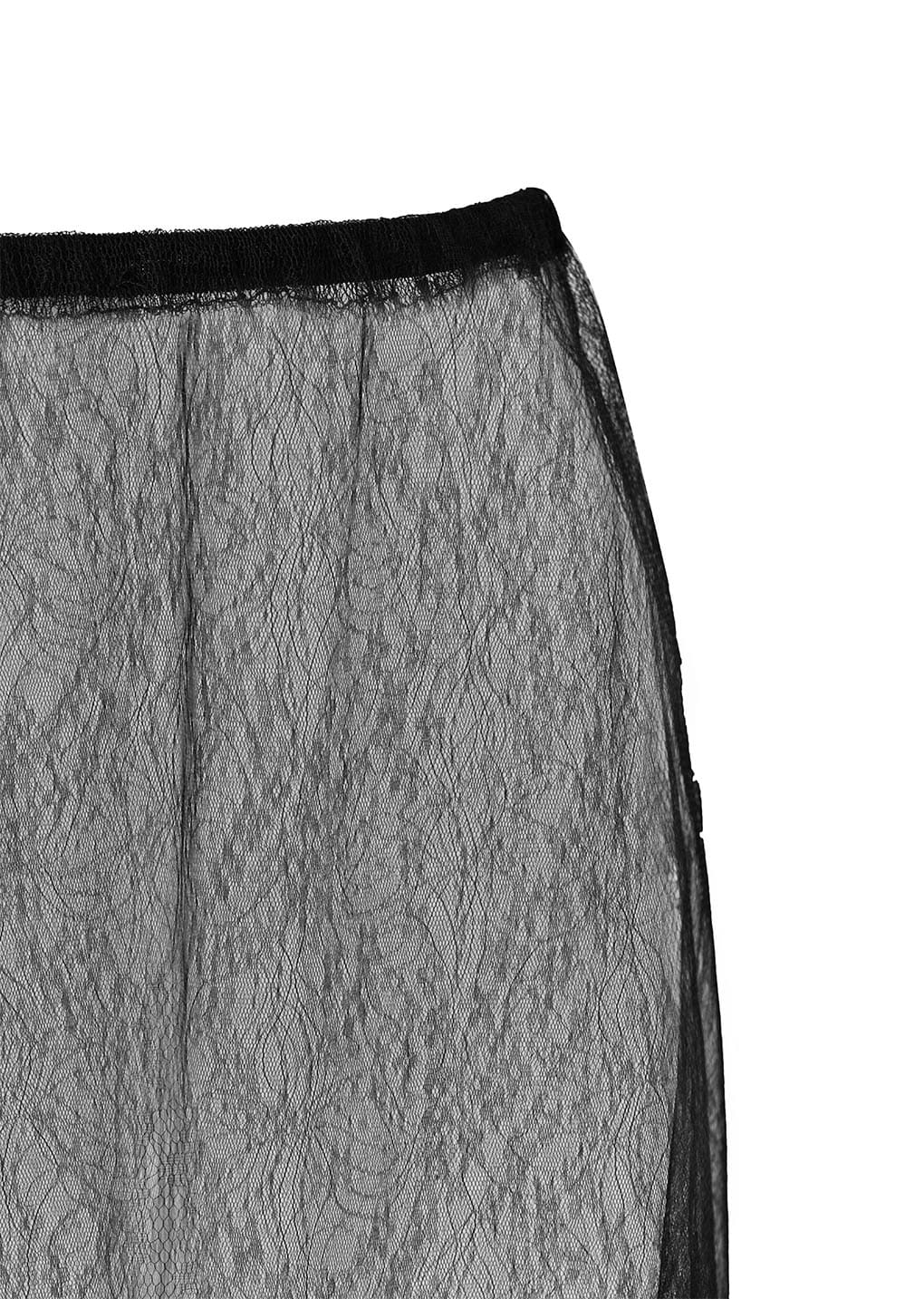 sheer lace long skirt, black