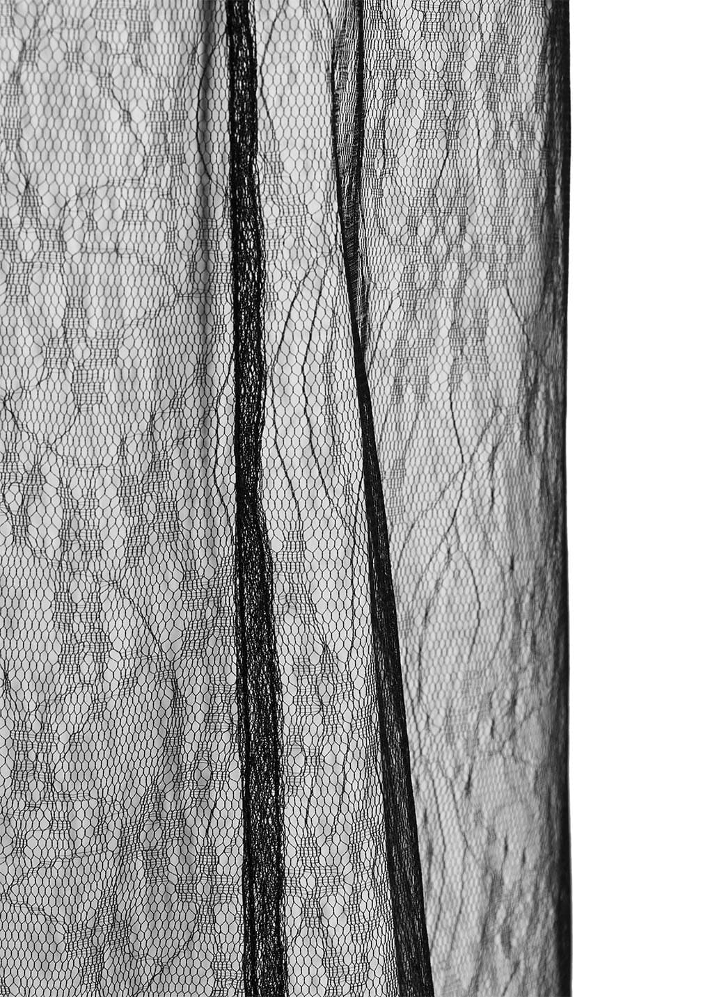 sheer lace long skirt, black