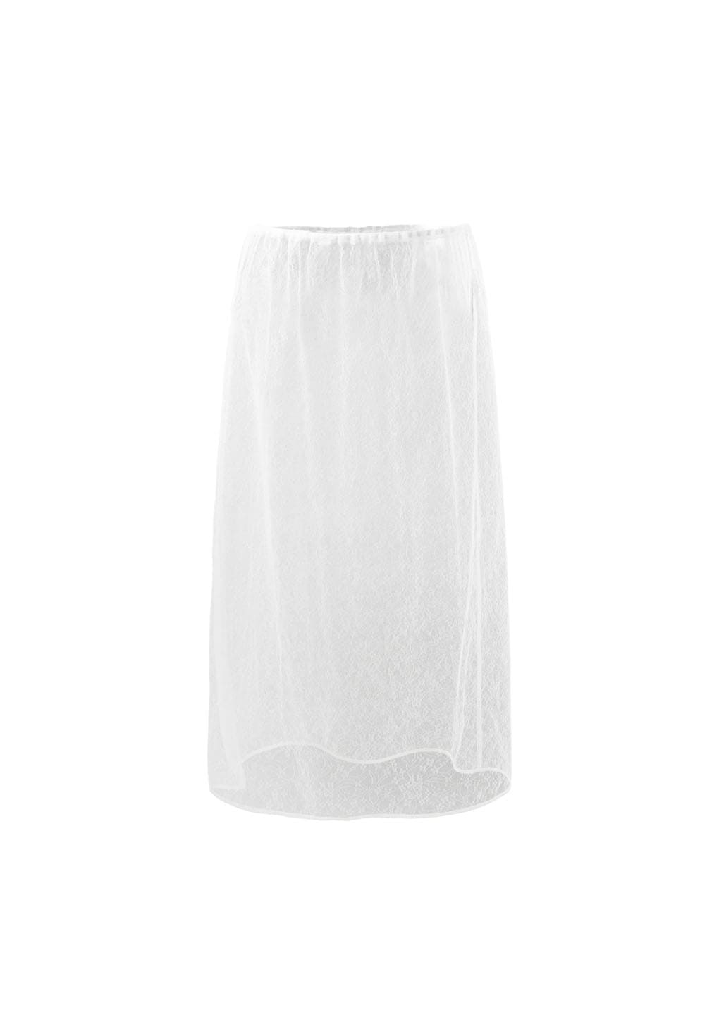sheer lace long skirt, white