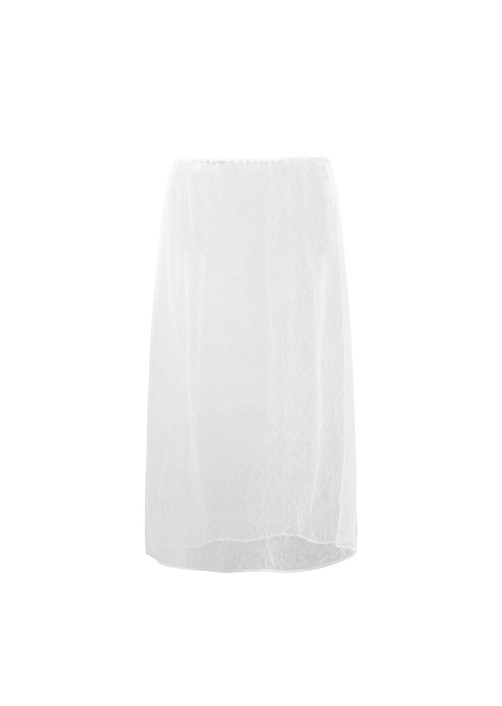 sheer lace long skirt, white