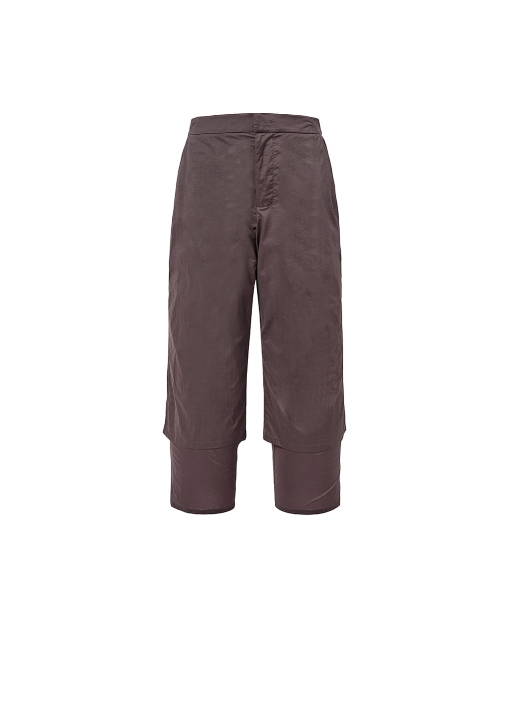 sheer layered pants, burgundy