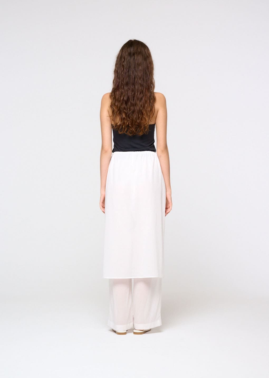 sheer layered pants, white