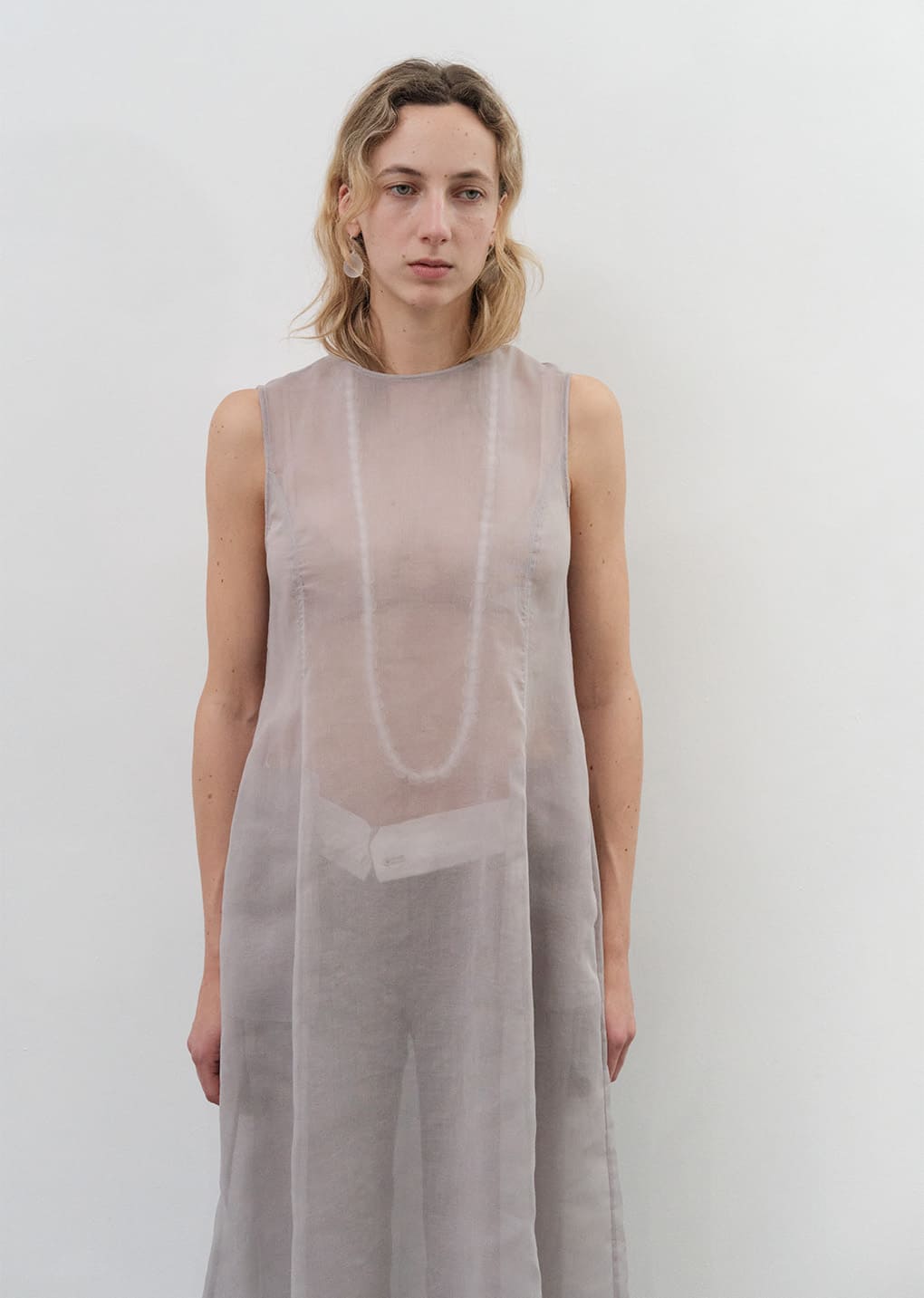 sheer long dress, grey