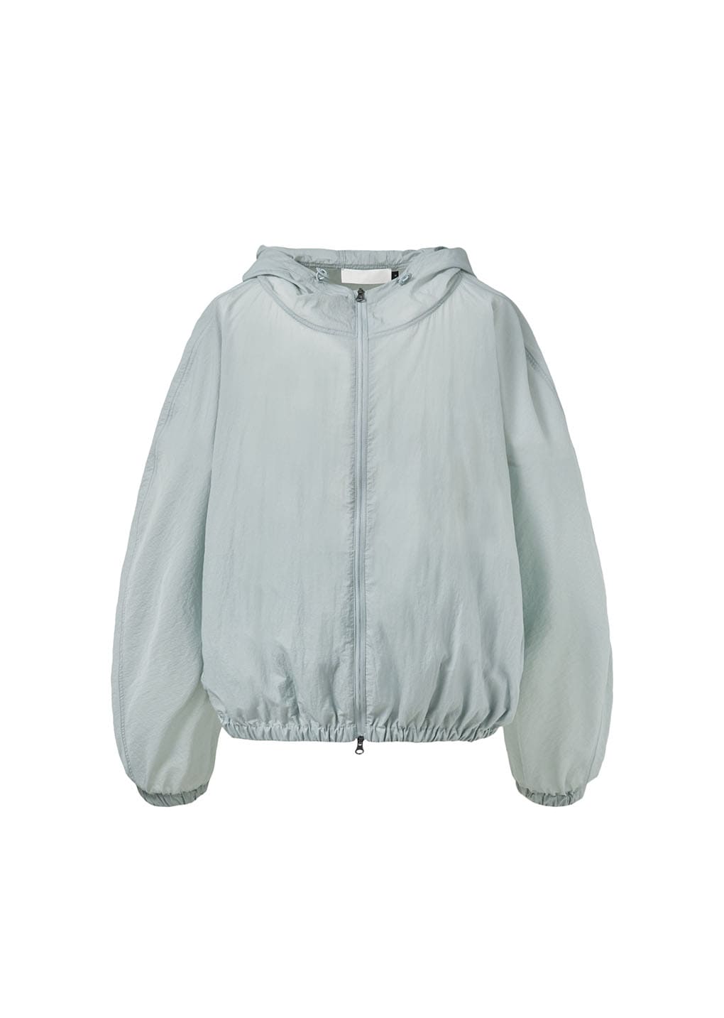 sheer nylon raglan hooded jumper, blue