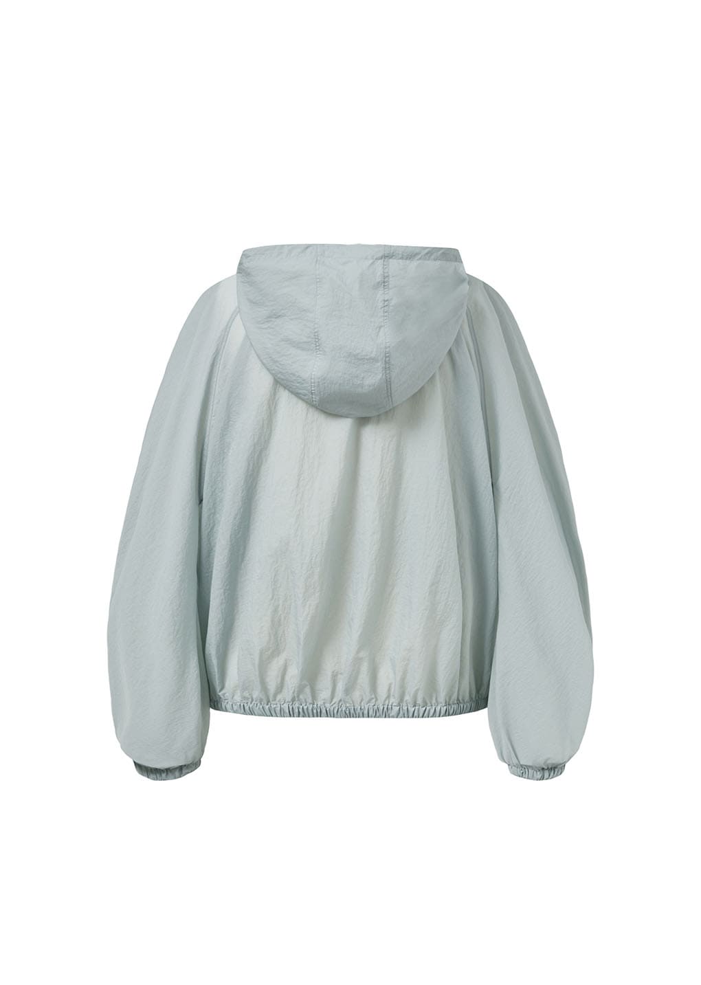 sheer nylon raglan hooded jumper, blue