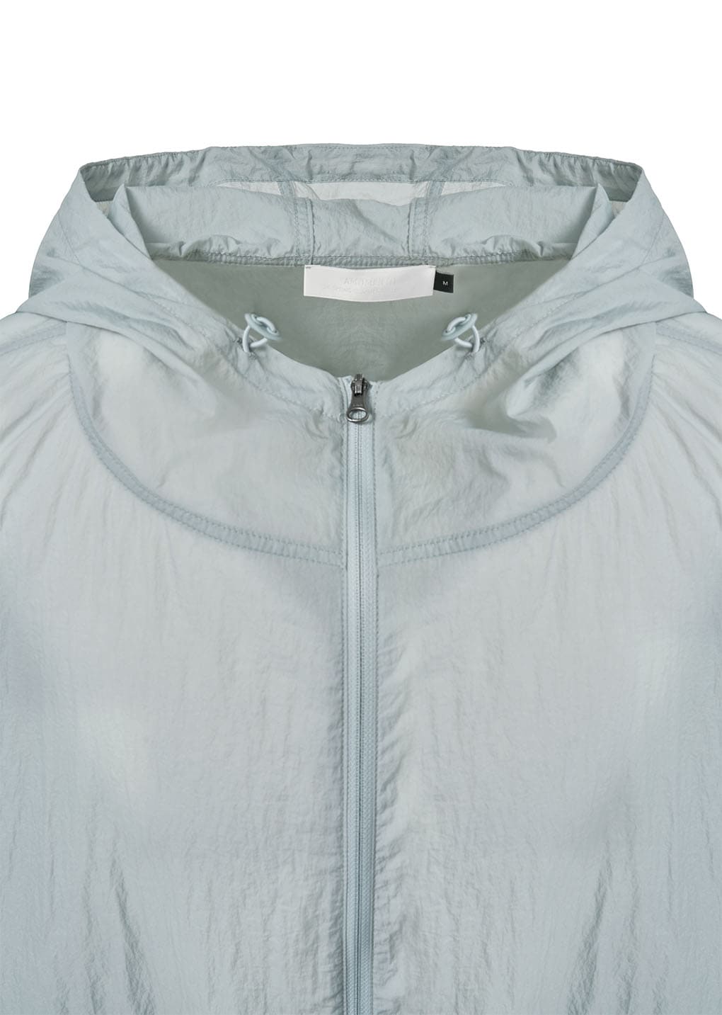 sheer nylon raglan hooded jumper, blue
