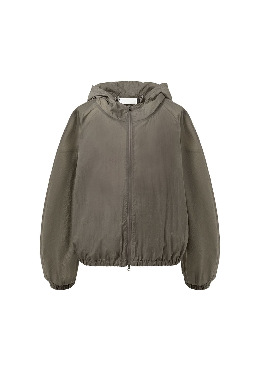sheer nylon raglan hooded jumper, brown