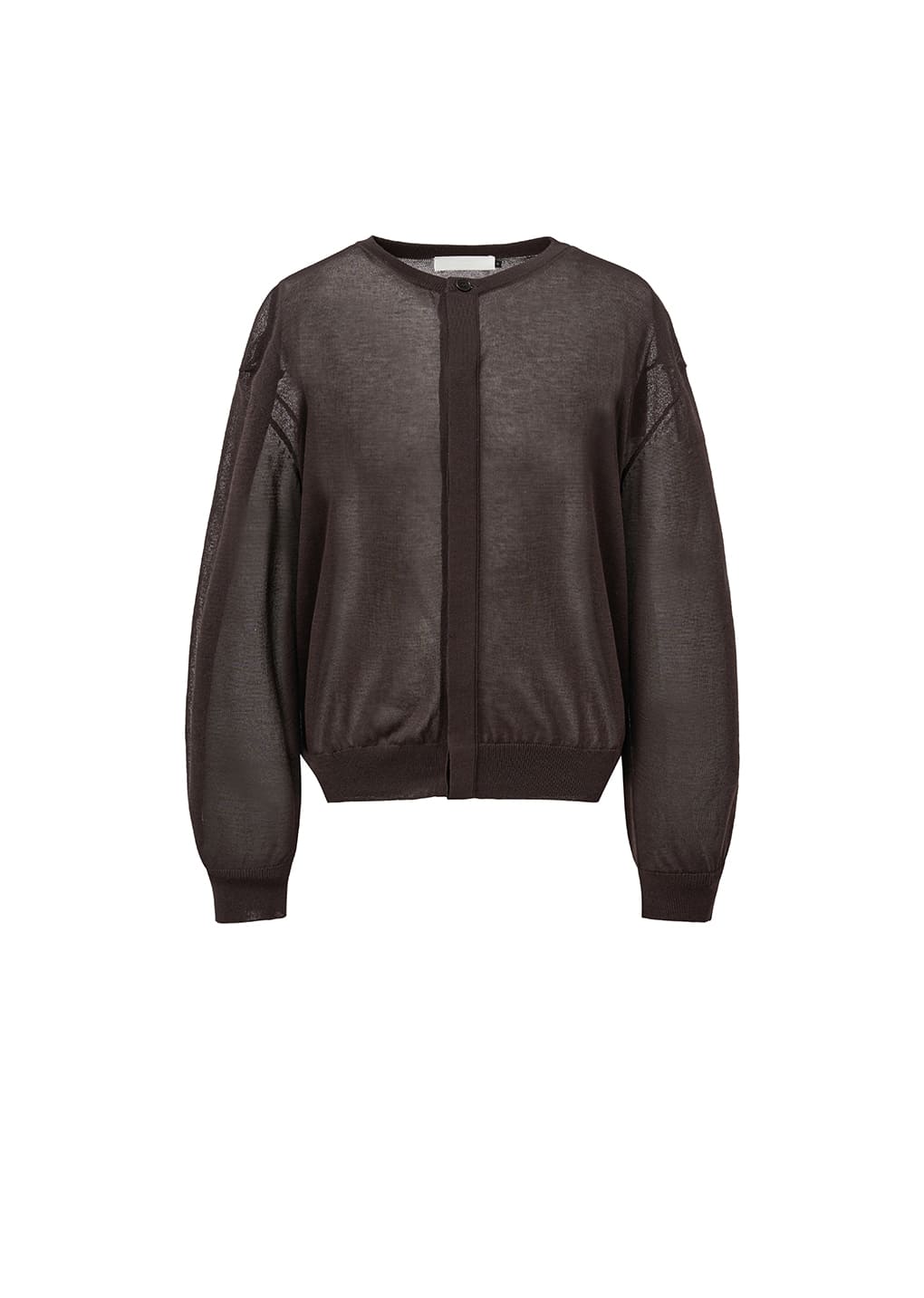 sheer round cardigan, dark brown