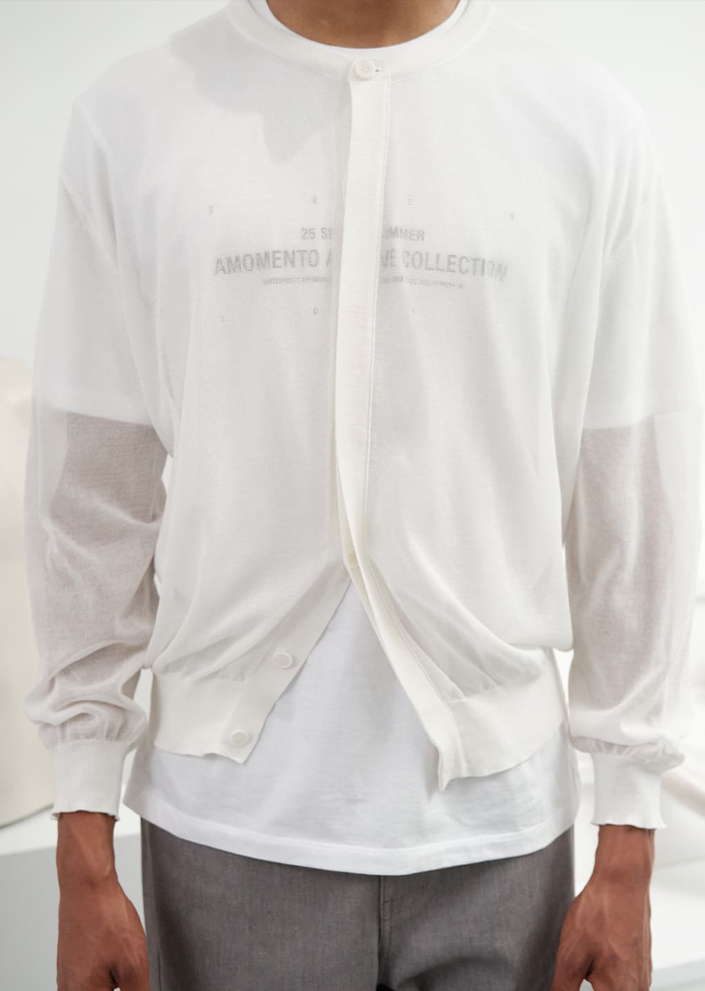 sheer round cardigan, white hover