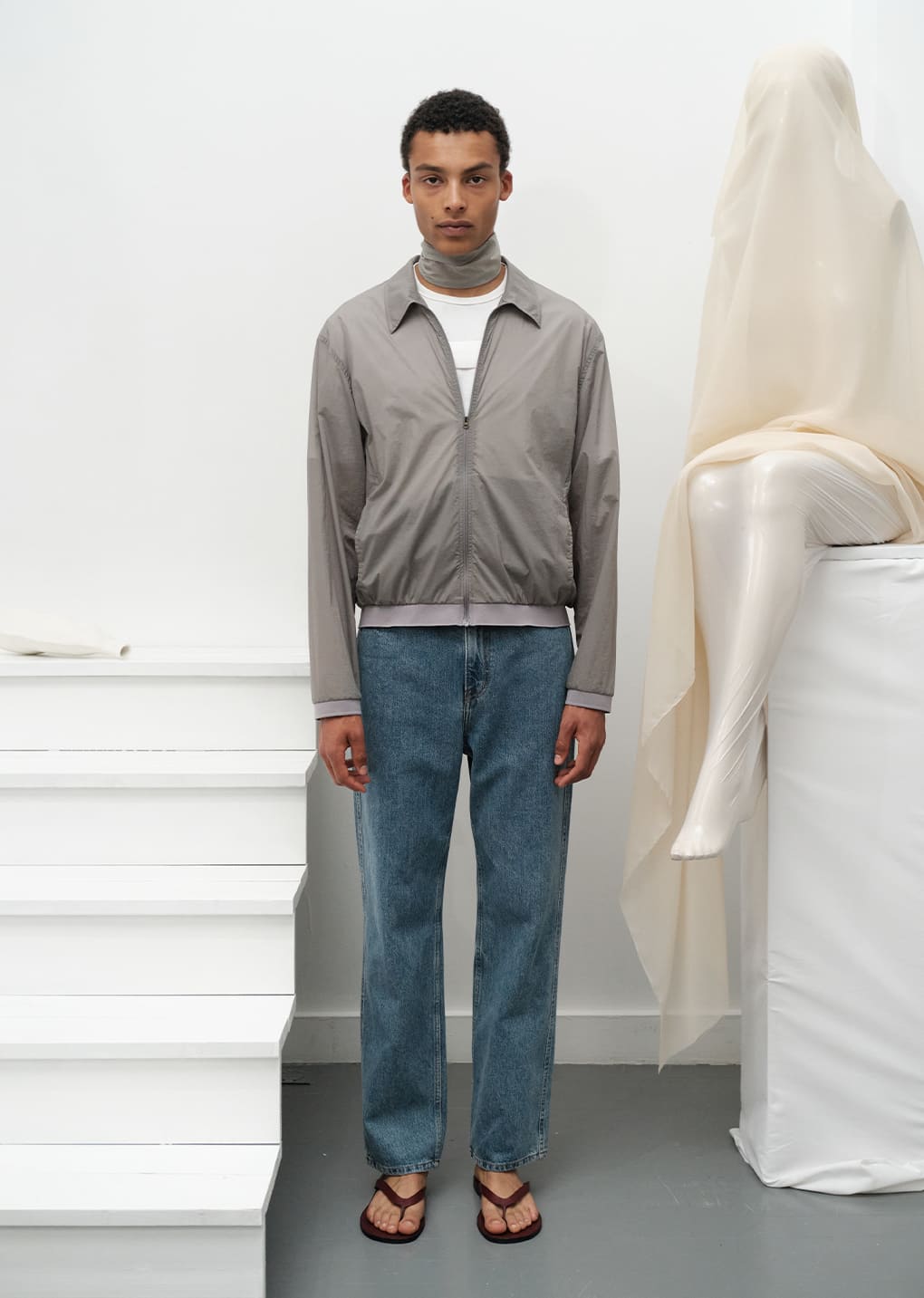 sheer zip-up shirts, grey hover