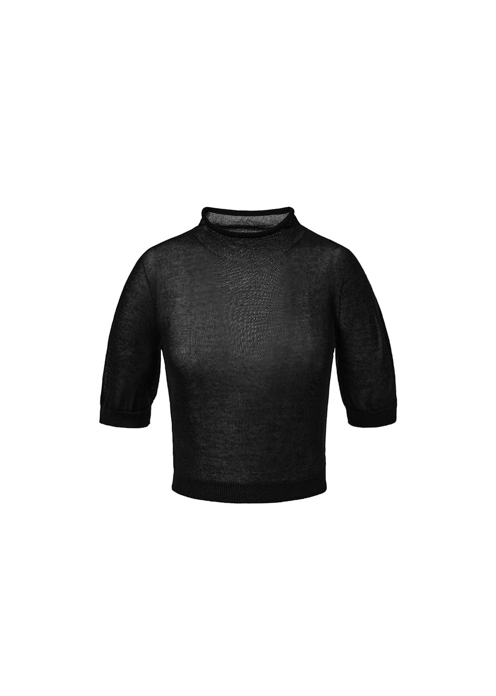 sheer cropped knit, black