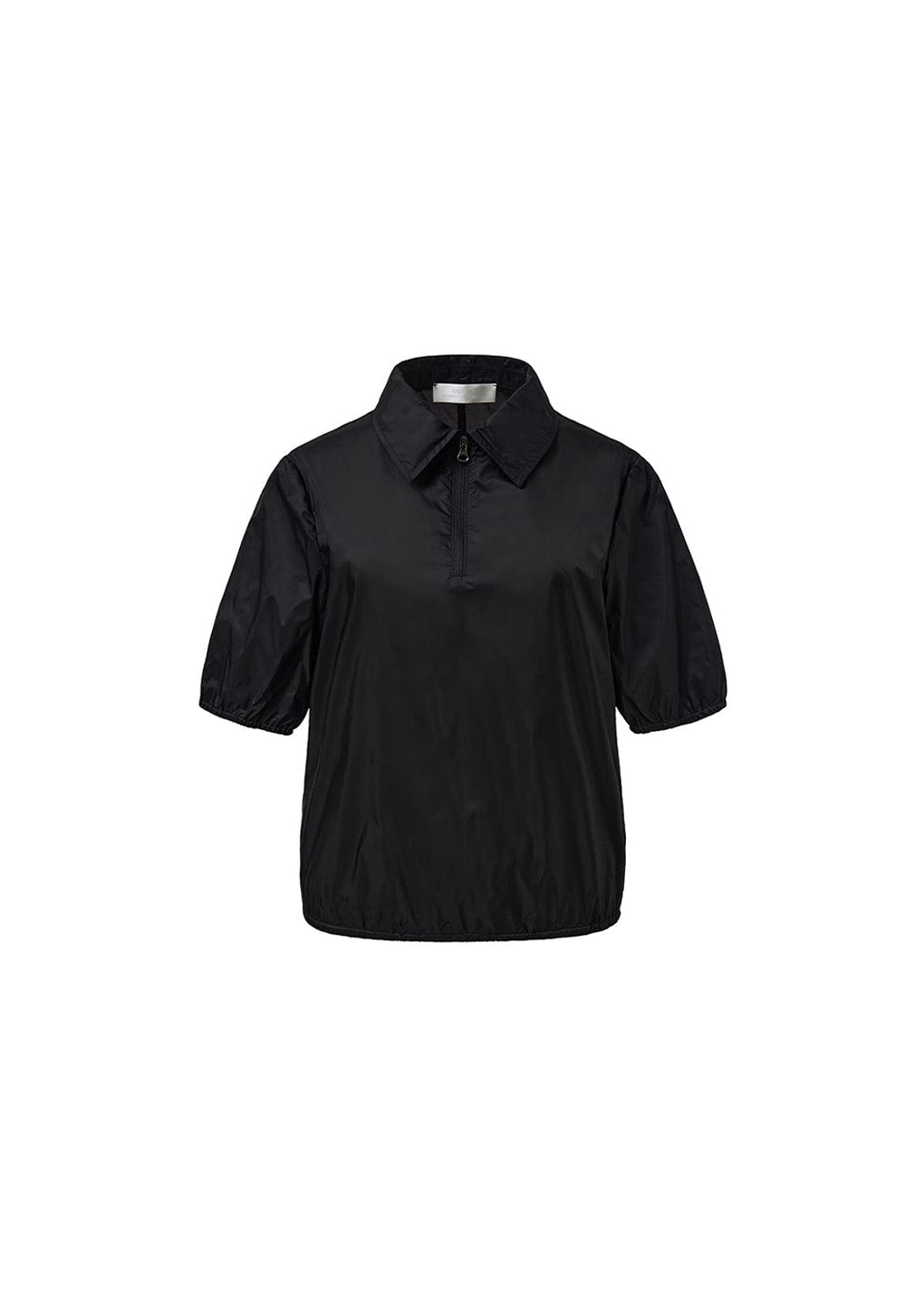 sheer half zip-up top, black