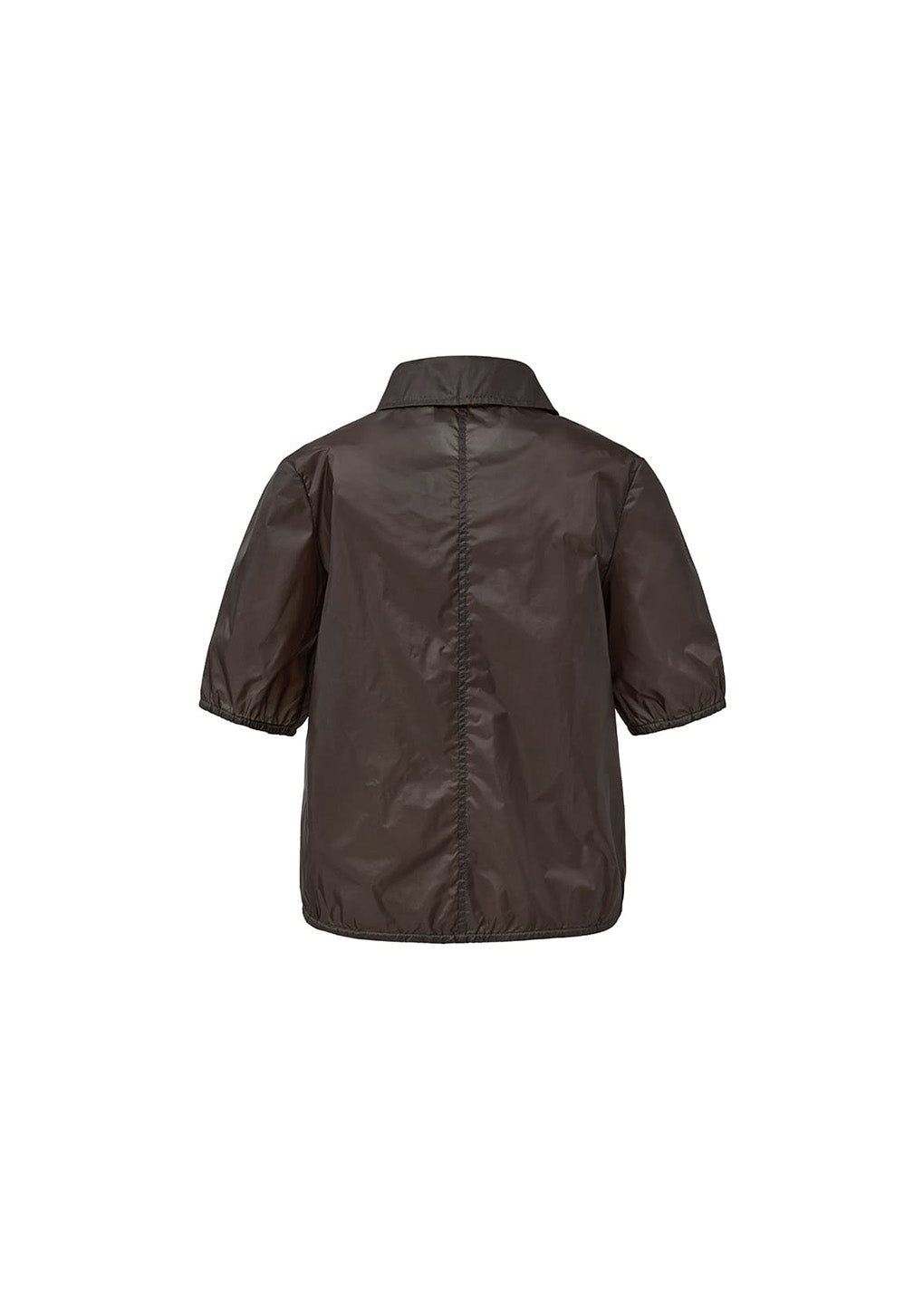 sheer half zip-up top, brown hover