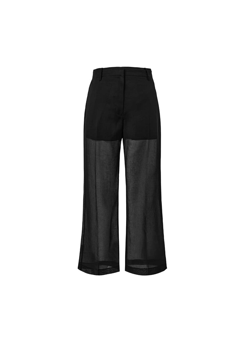 sheer straight fit pants, black