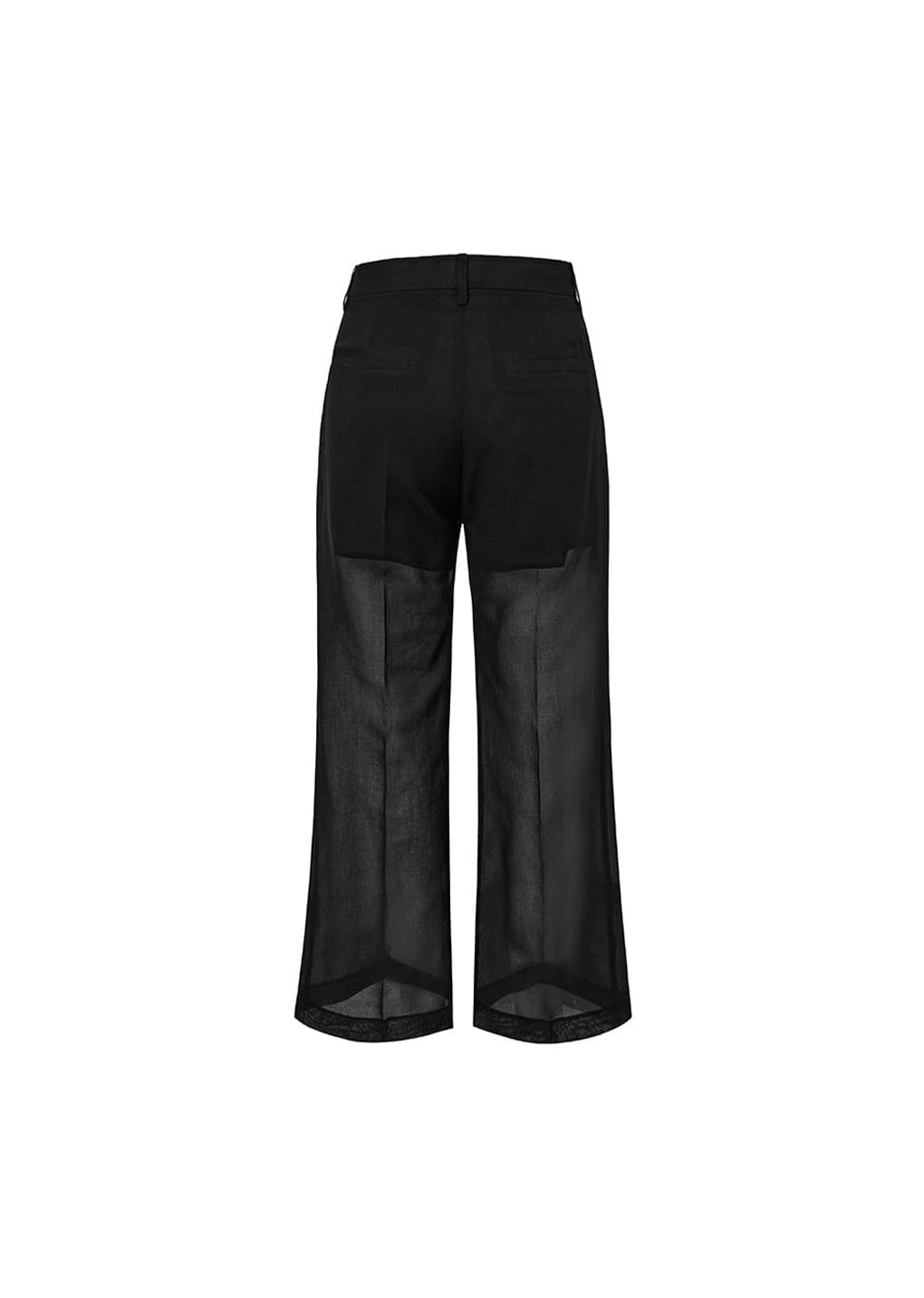 sheer straight fit pants, black