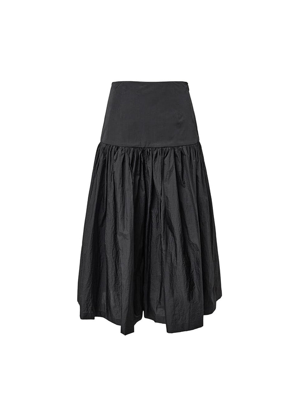 shirring culotte pants, black