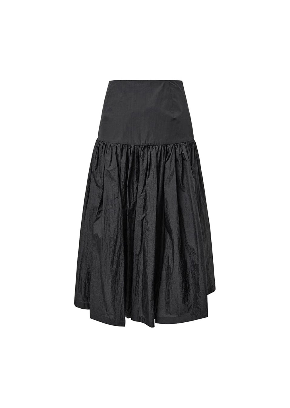 shirring culotte pants, black