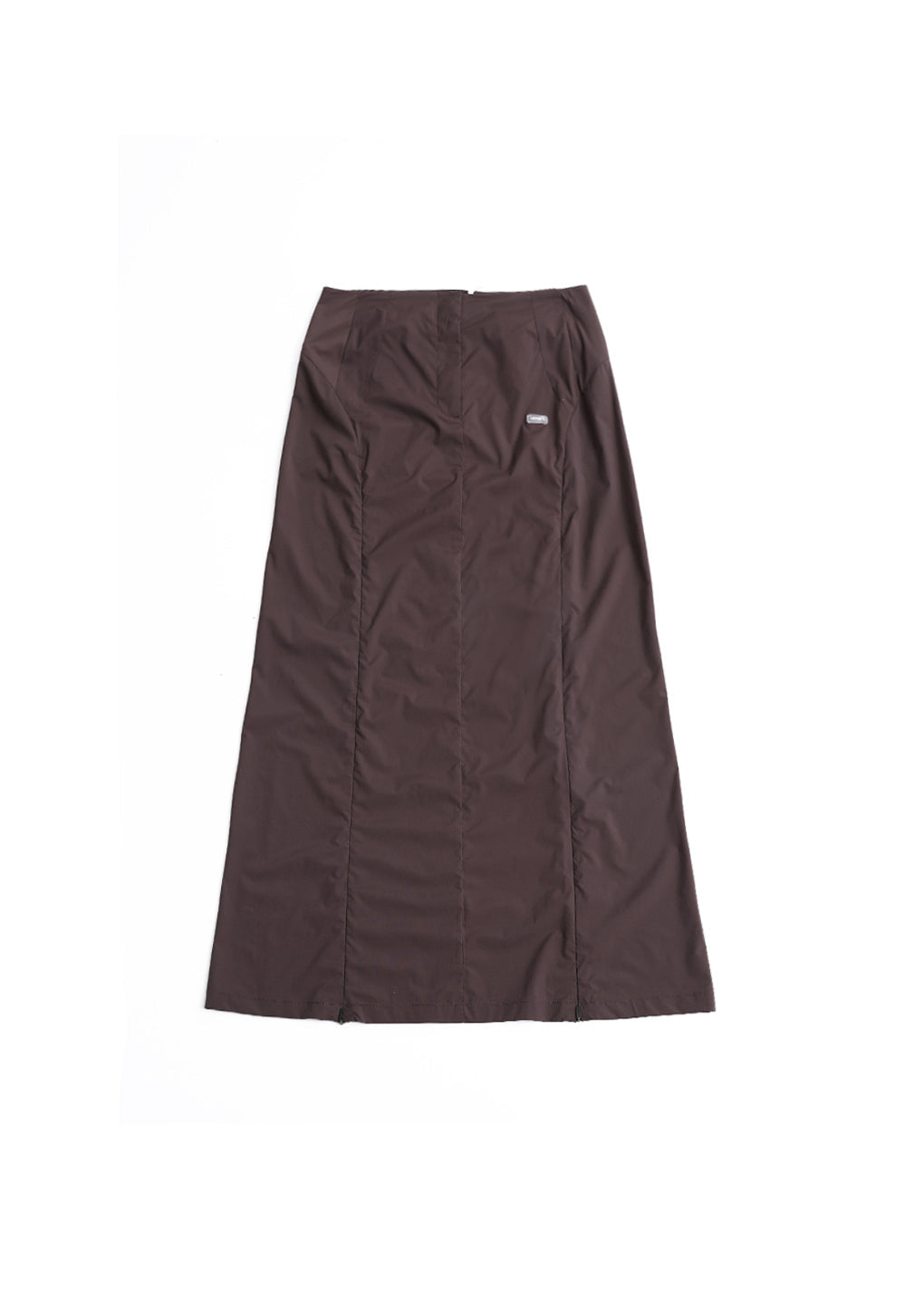 side vent long skirt, brown