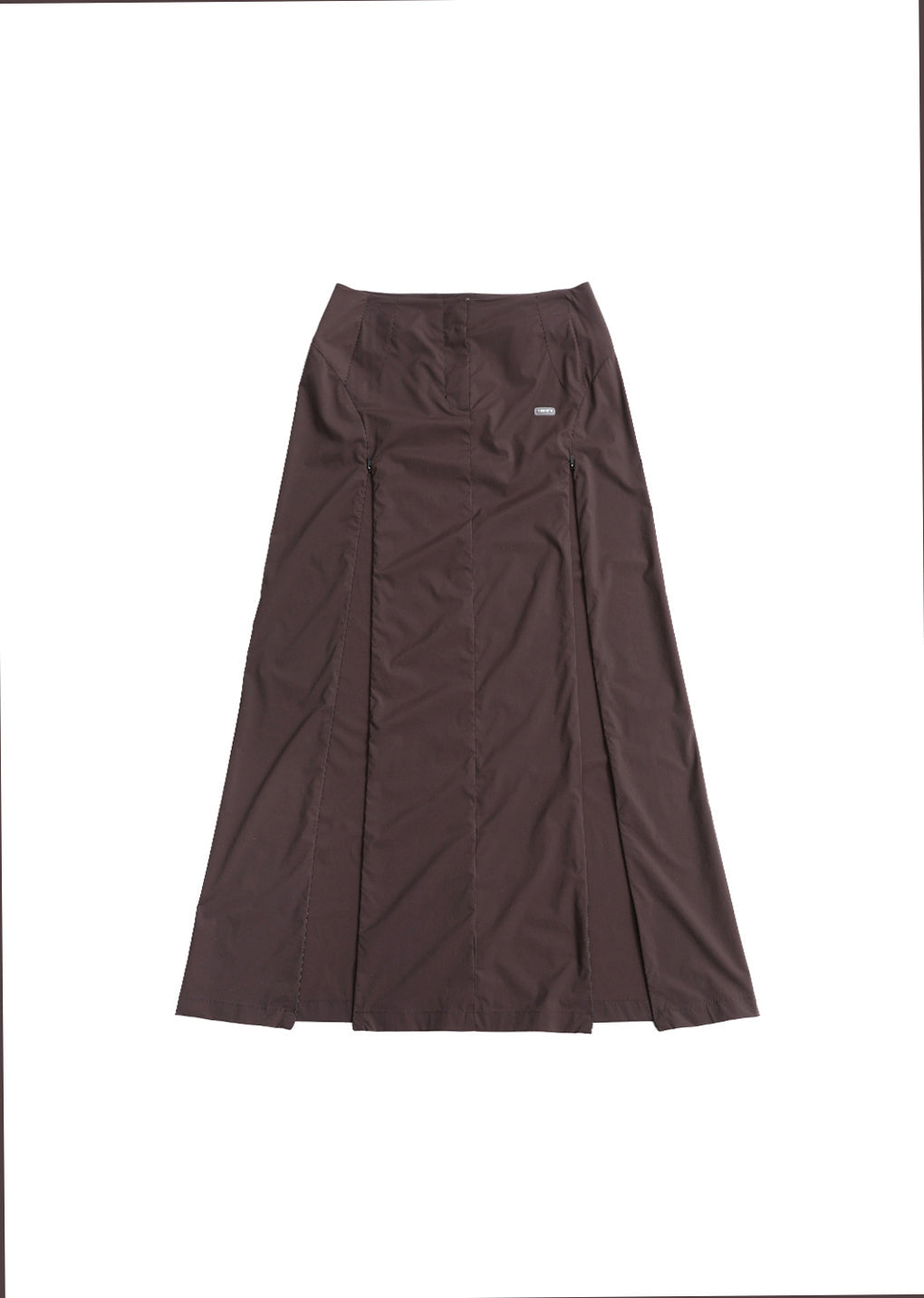 side vent long skirt, brown