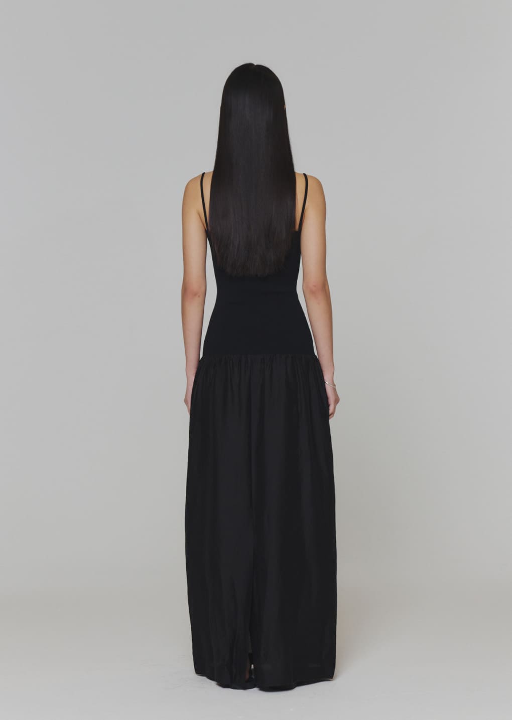 silky knit maxi dress, black