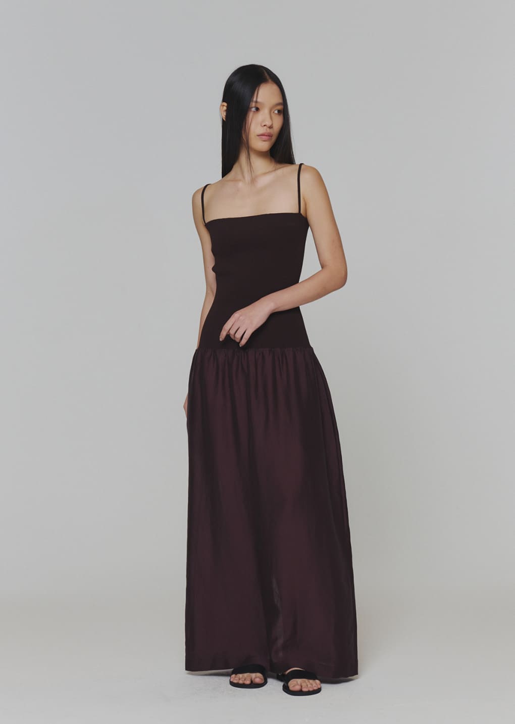 silky knit maxi dress, burgundy