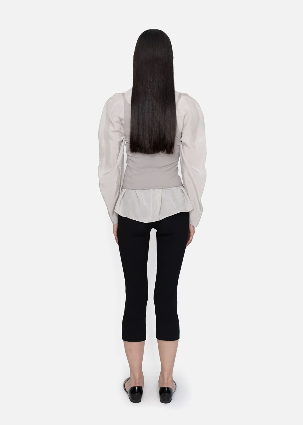 sleeveless knit top, grey beige