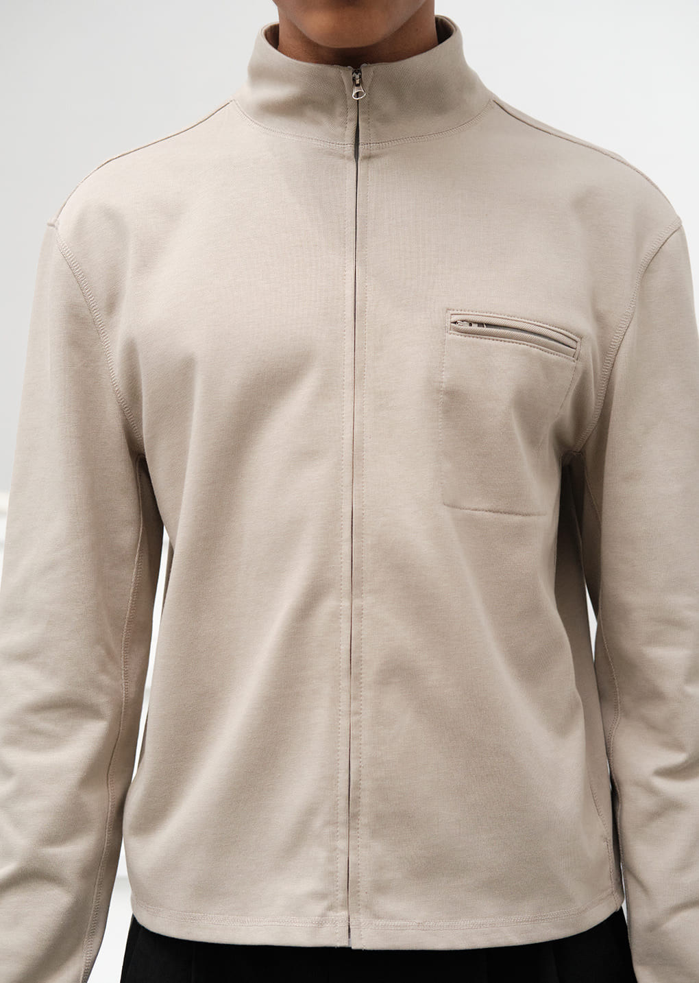 slim fit pocket jumper, beige