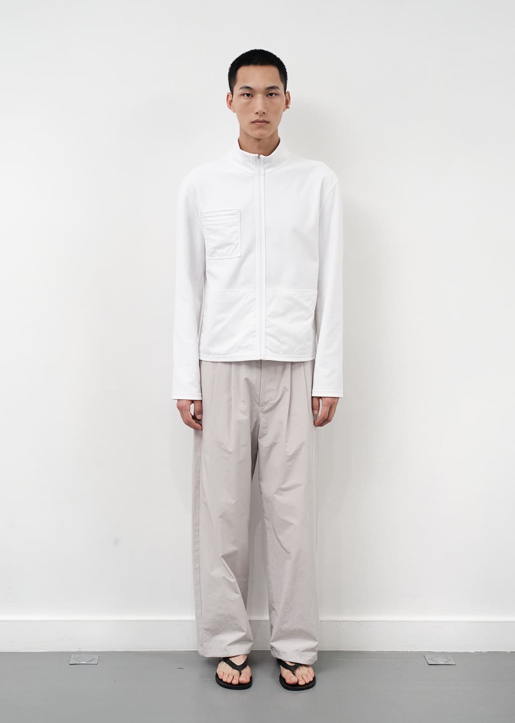 slim fit pocket jumper, white hover