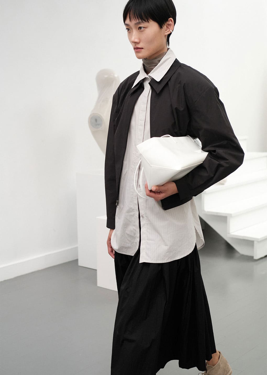 square leather bag, white