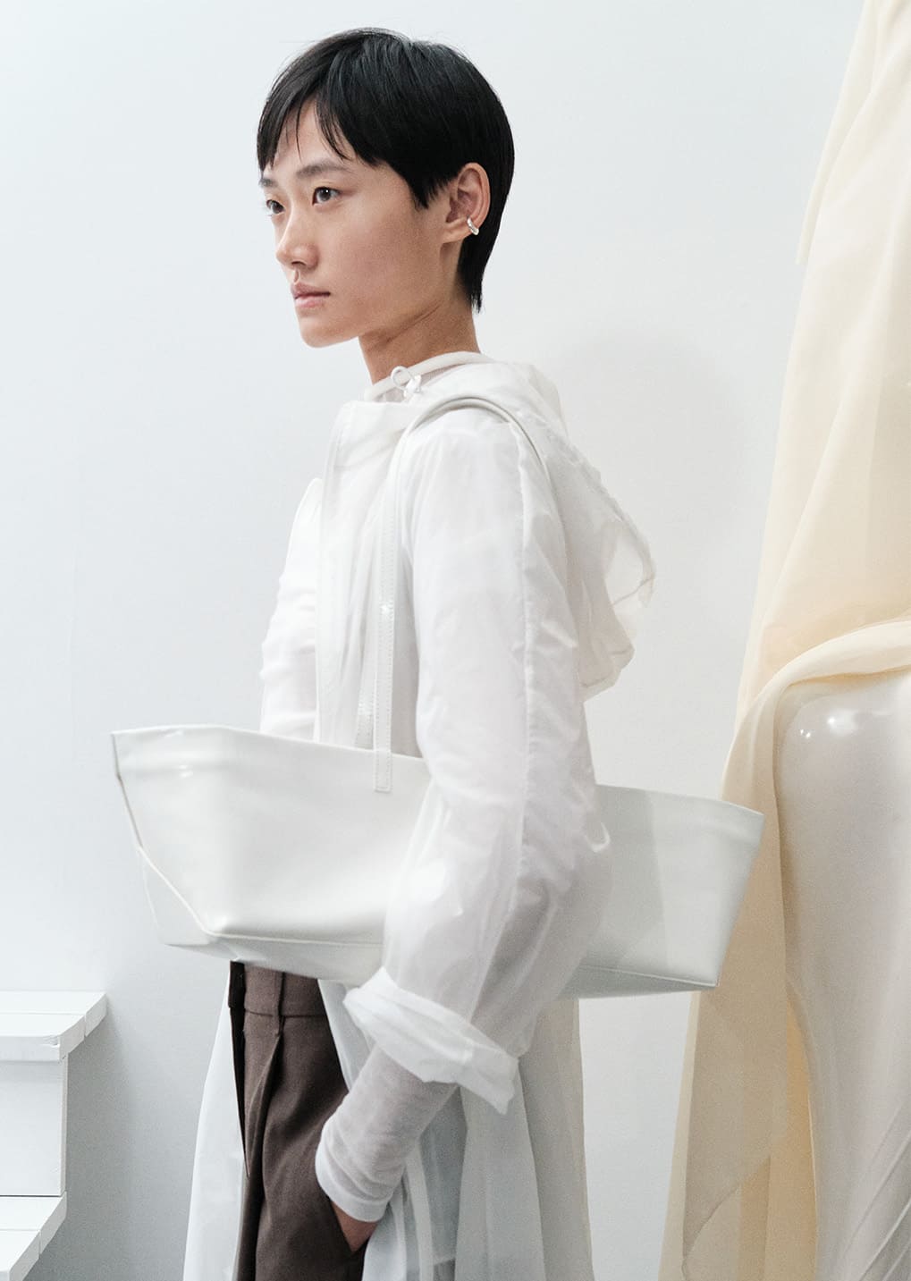 square leather bag, white