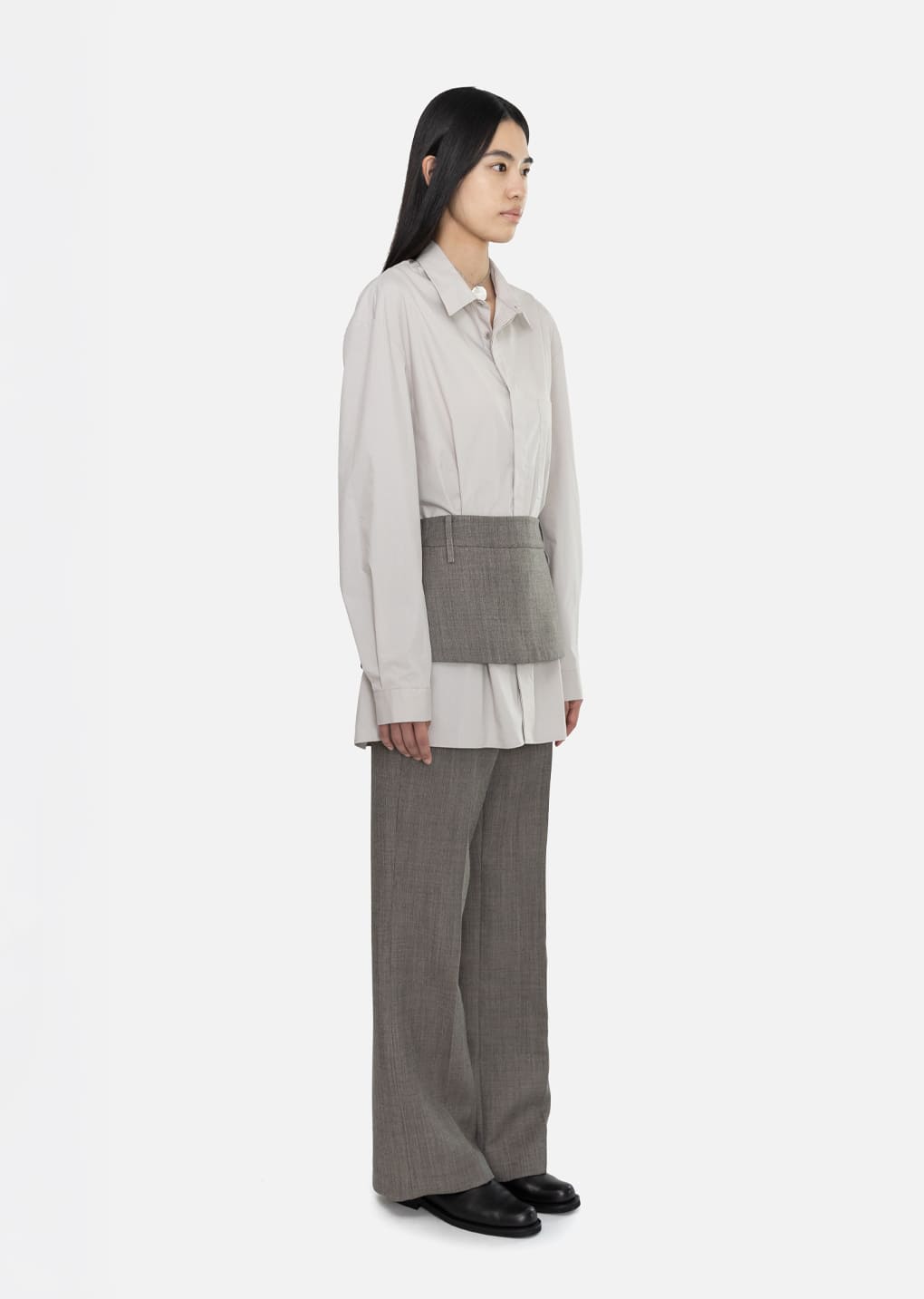 square pocket oversized shirt, beige