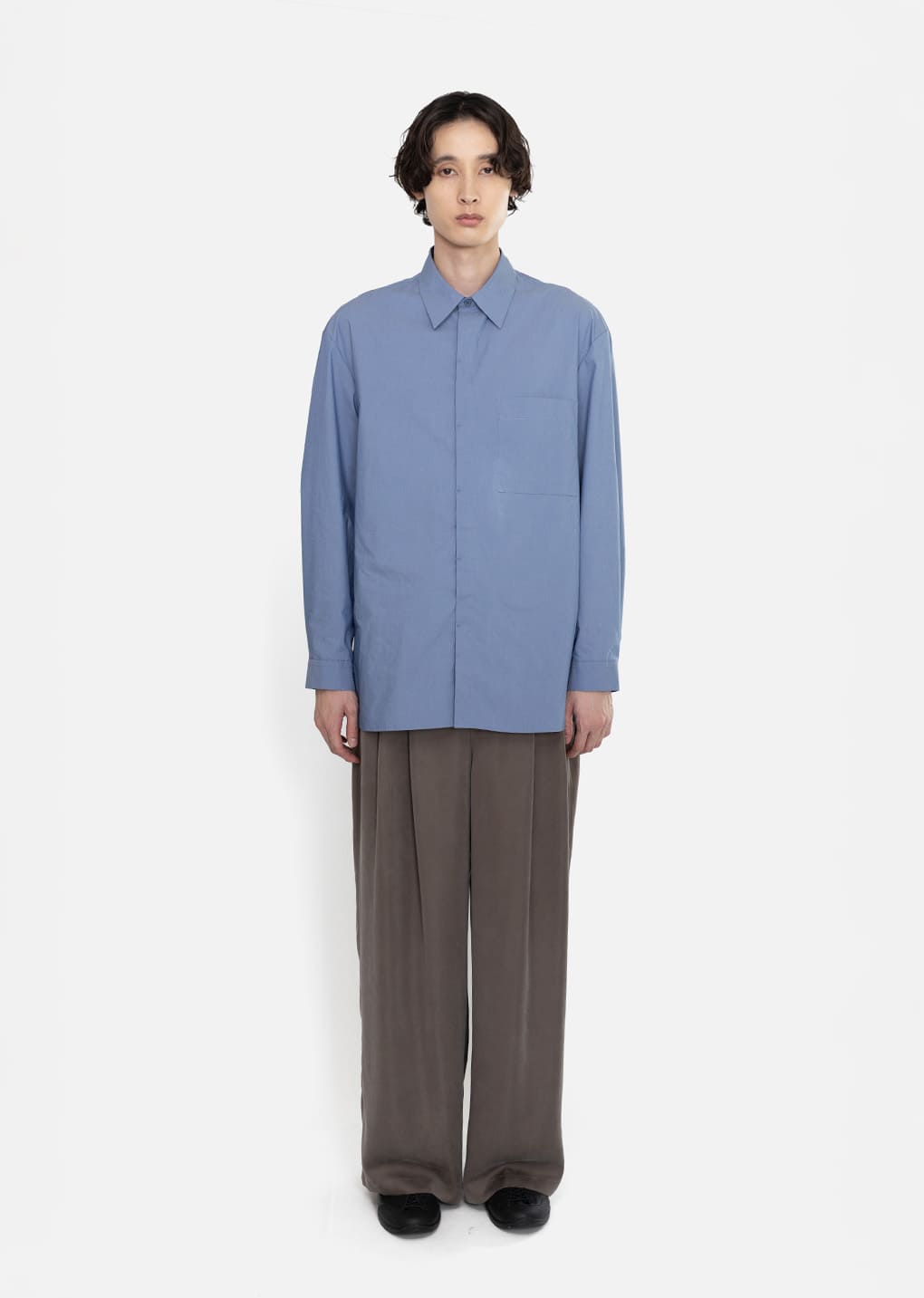 square pocket oversized shirt, blue