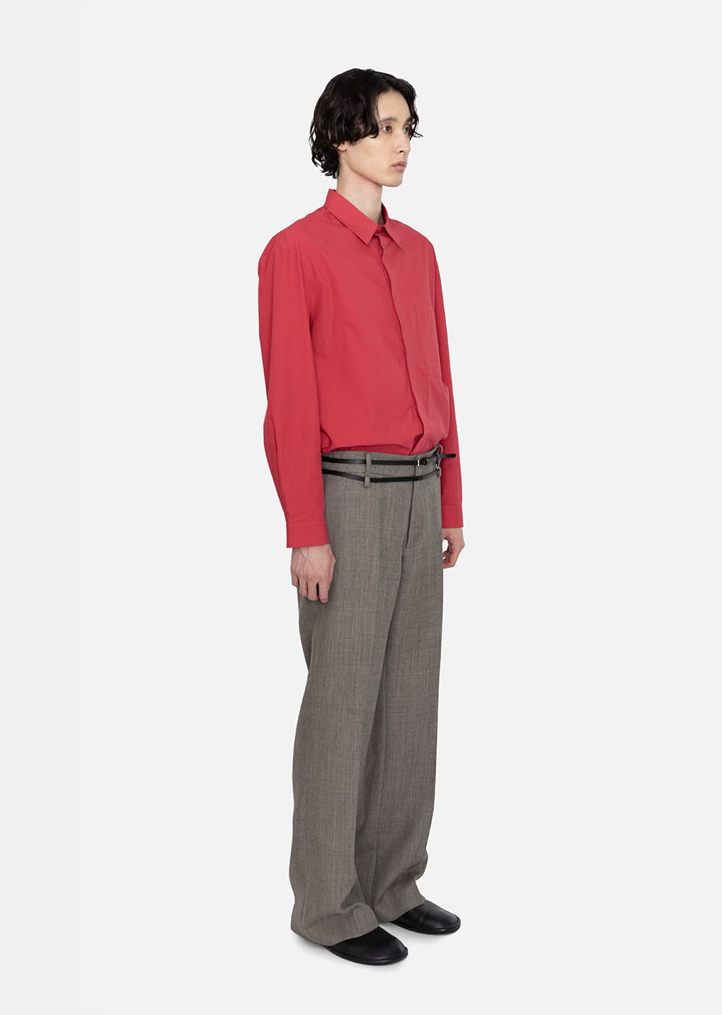 square pocket oversized shirt, red